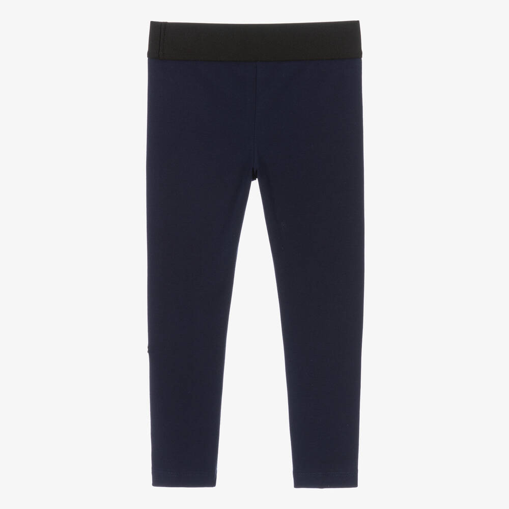 Dolce & Gabbana-Girls Blue Cotton Rose Leggings | Childrensalon Outlet