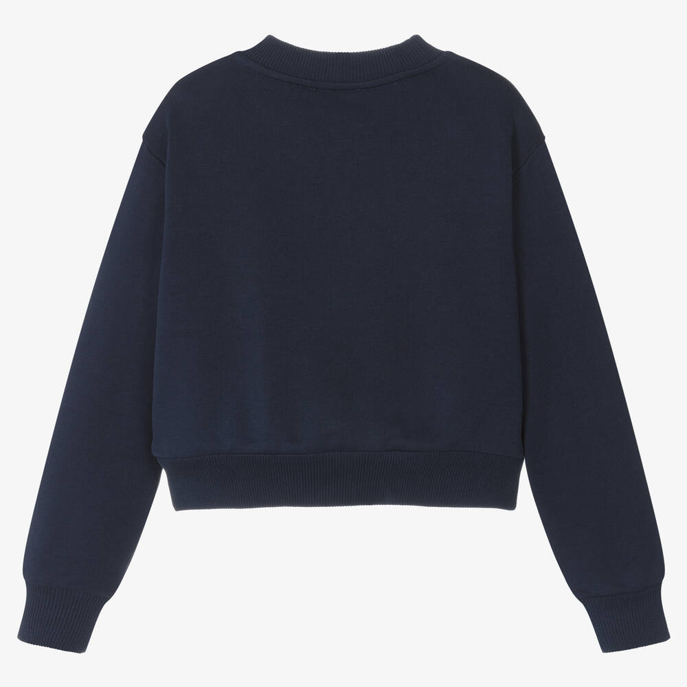 Dolce & Gabbana-سويتشيرت قطن جيرسي لون كحلي للبنات | Childrensalon Outlet