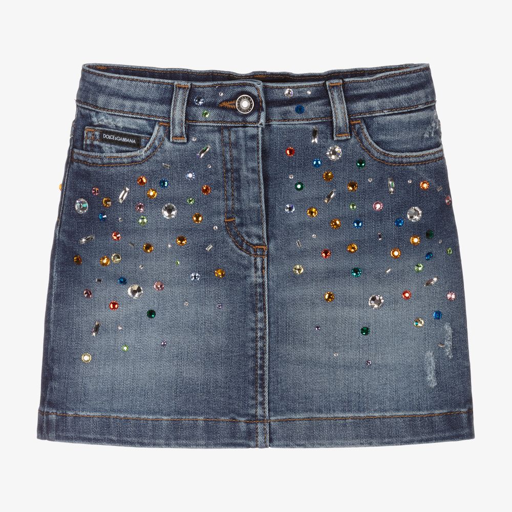Dolce & Gabbana - Синяя джинсовая юбка с кристаллами для девочек | Childrensalon