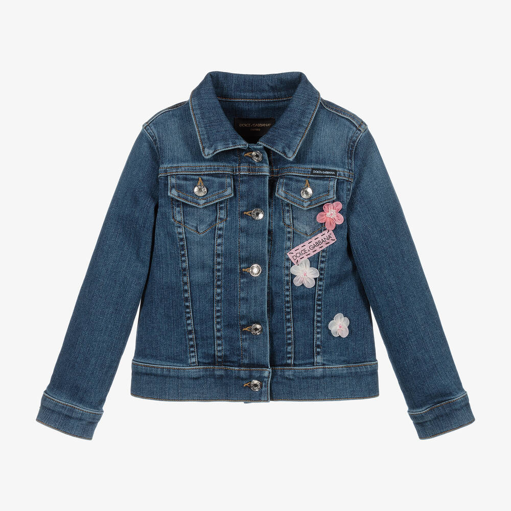 Dolce & Gabbana - Blaue Jeansjacke für Mädchen  | Childrensalon