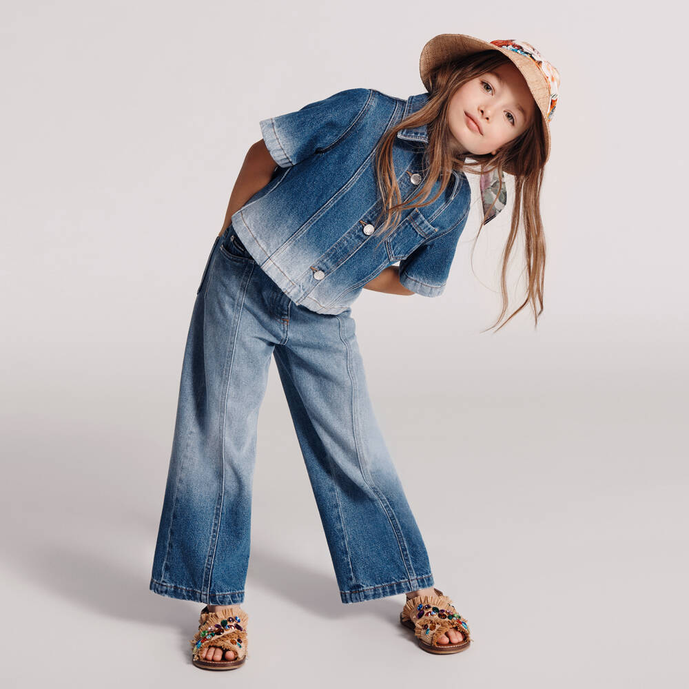Dolce & Gabbana-Джинсы из мягкого голубого денима для девочек | Childrensalon Outlet