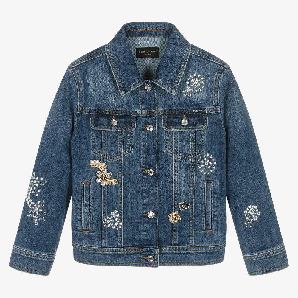 Dolce & Gabbana - Синяя джинсовая куртка со стразами | Childrensalon