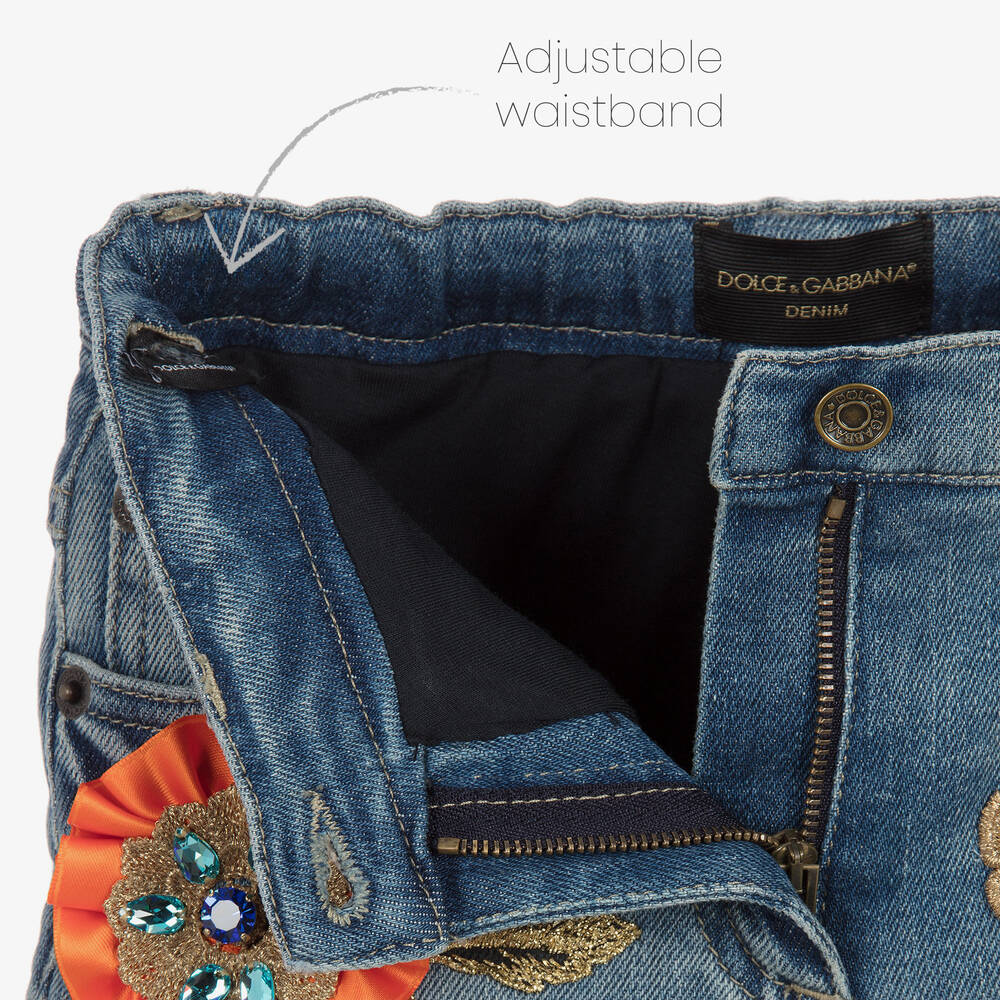 Dolce & Gabbana-Girls Blue Denim Regular Fit Jeans | Childrensalon Outlet