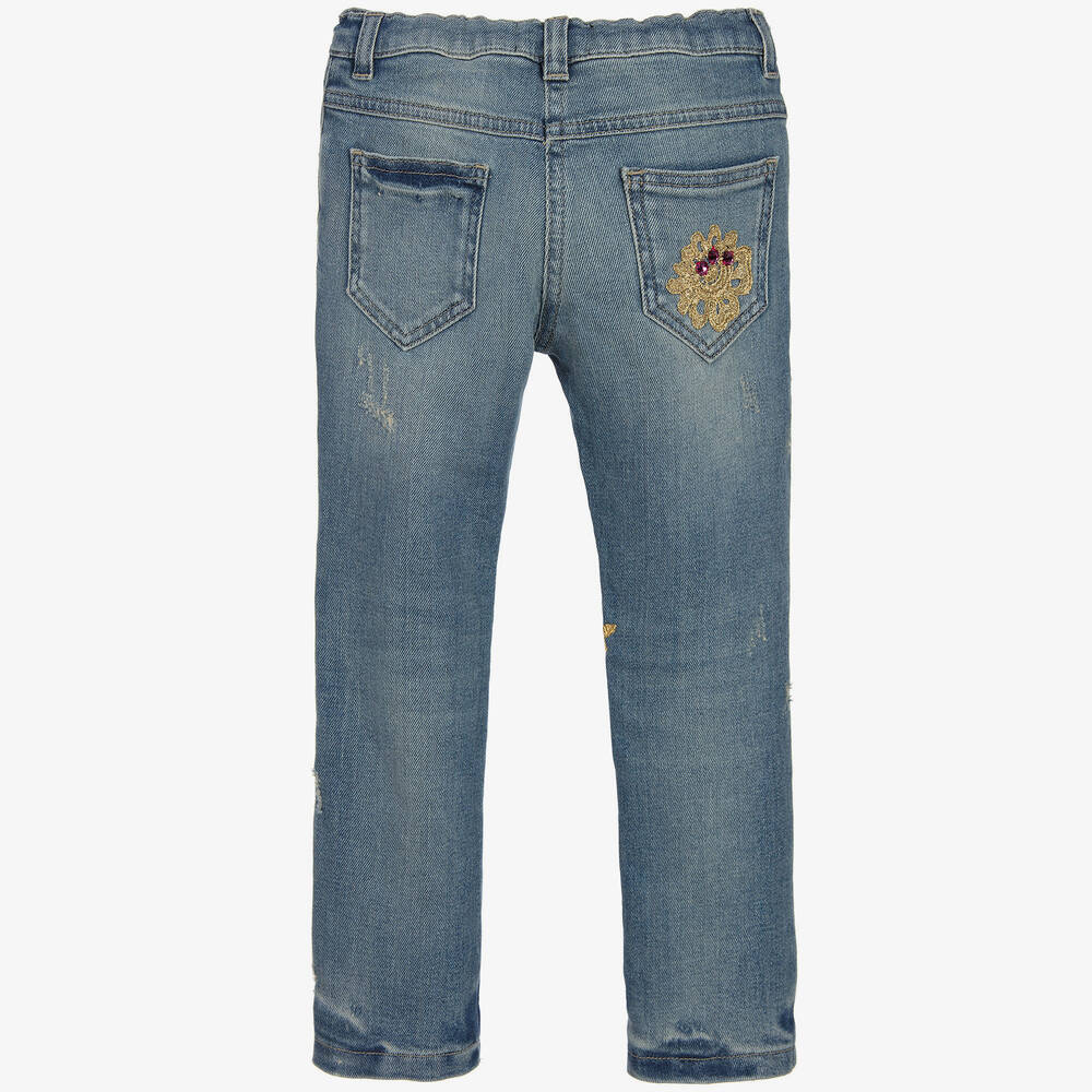 Dolce & Gabbana-Girls Blue Denim Regular Fit Jeans | Childrensalon Outlet