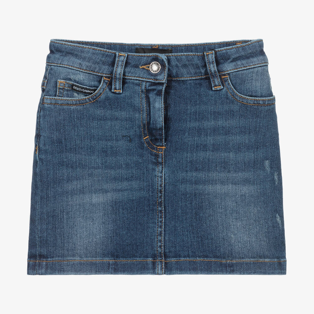 Dolce & Gabbana - Girls Blue Denim Skirt  | Childrensalon