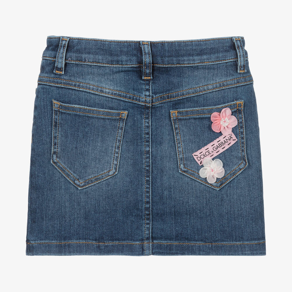 Dolce & Gabbana - Girls Blue Denim Skirt | Childrensalon Outlet