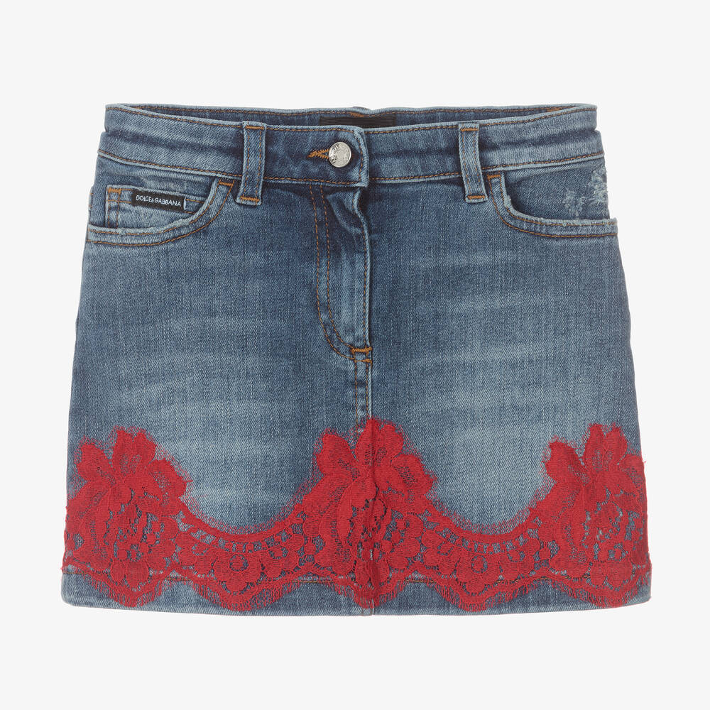 Dolce & Gabbana-Girls Blue Denim Skirt | Childrensalon Outlet