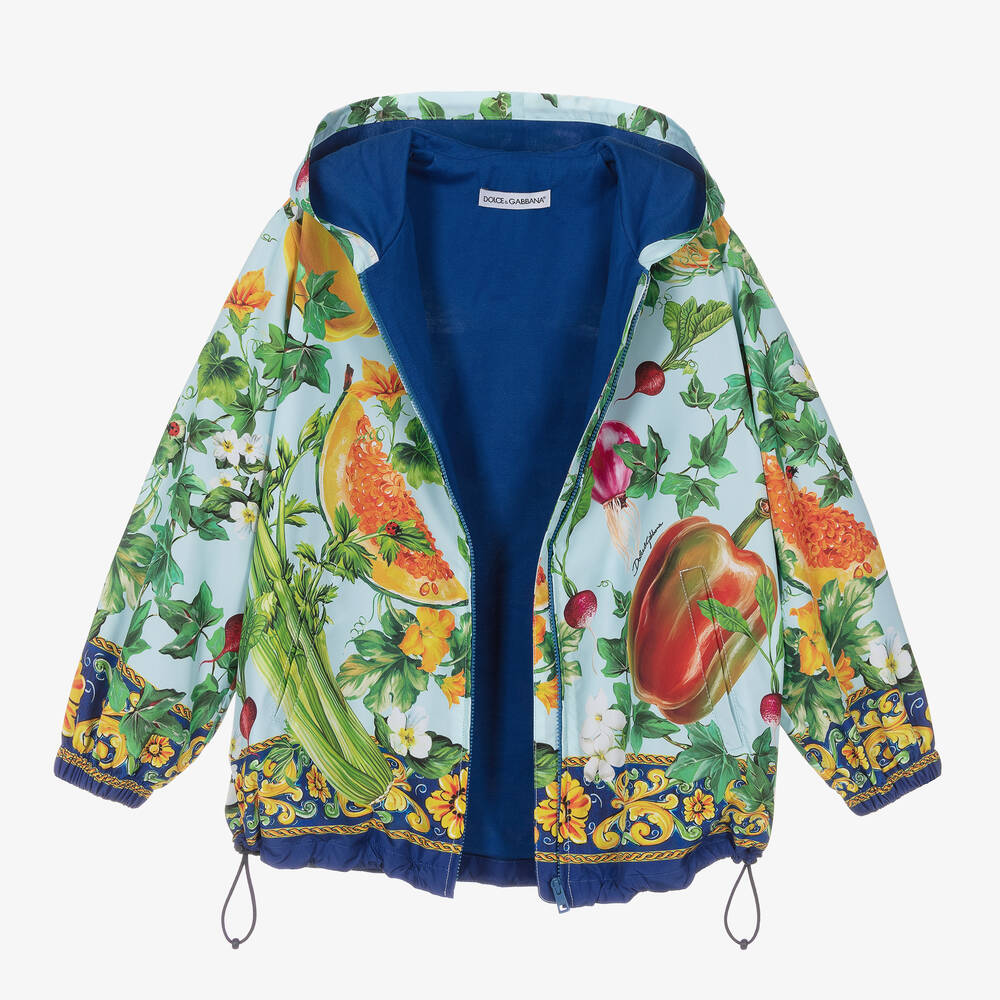 Dolce & Gabbana-Голубая куртка с овощами для девочек | Childrensalon Outlet