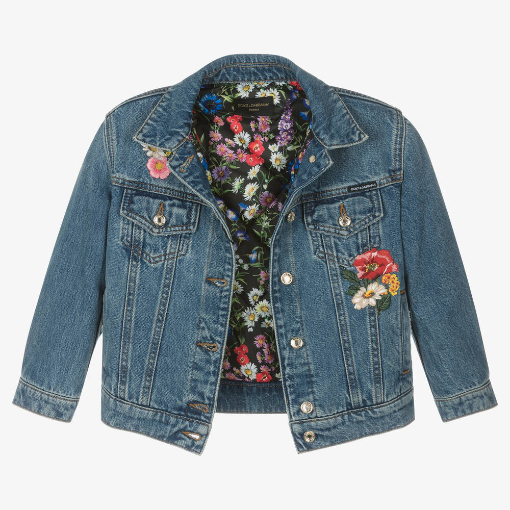 Dolce & Gabbana-Голубая джинсовая куртка с цветами | Childrensalon Outlet