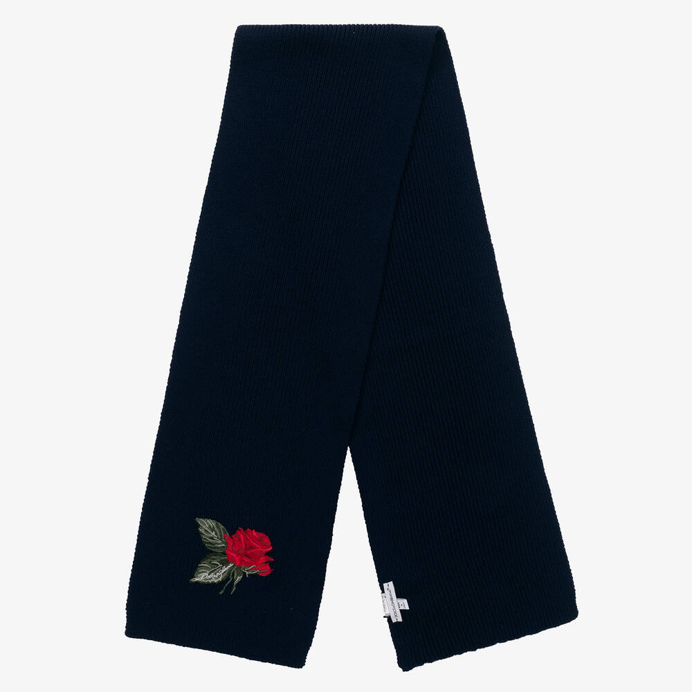 Dolce & Gabbana-Girls Blue Knitted Wool Scarf | Childrensalon Outlet
