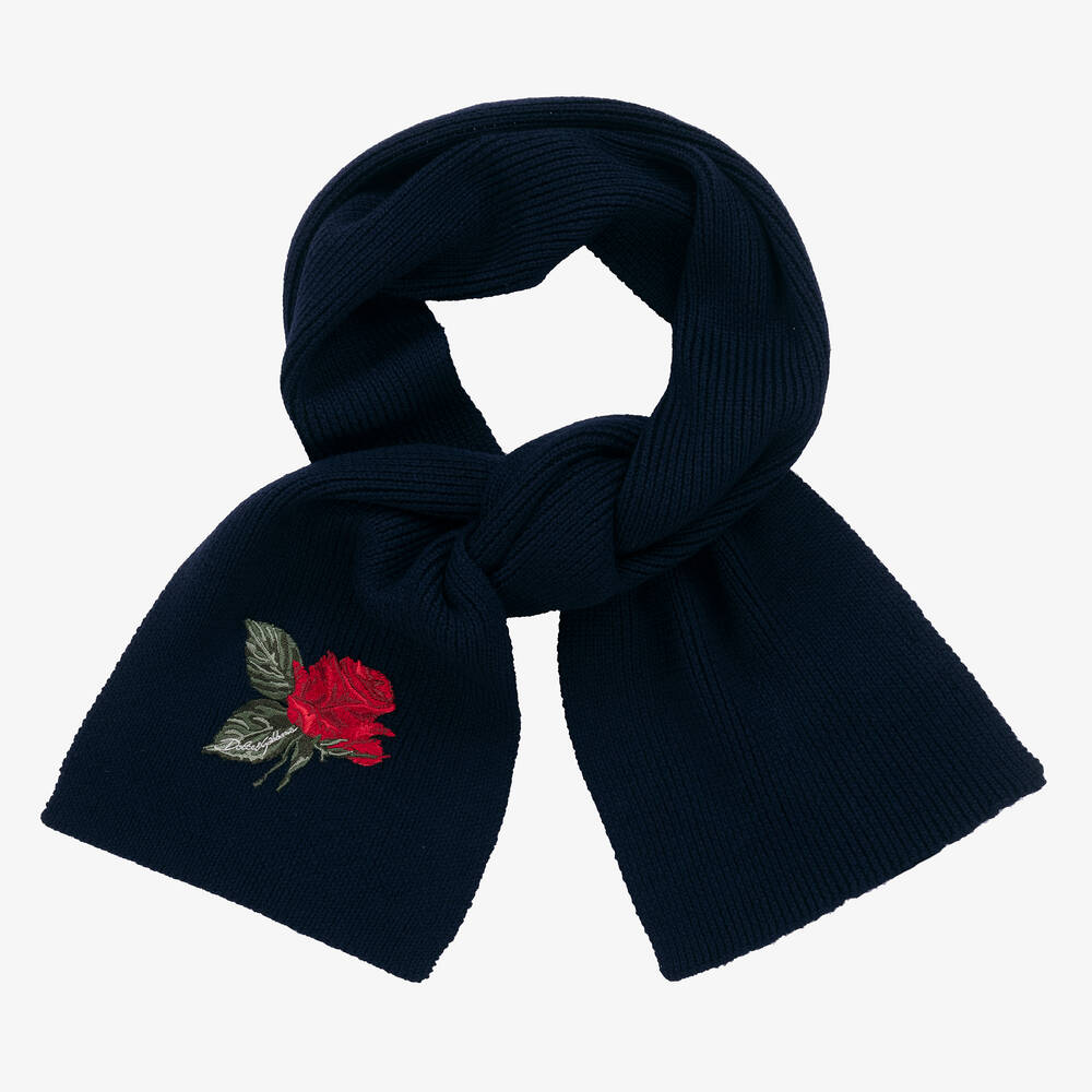 Dolce & Gabbana - Girls Blue Knitted Wool Scarf | Childrensalon