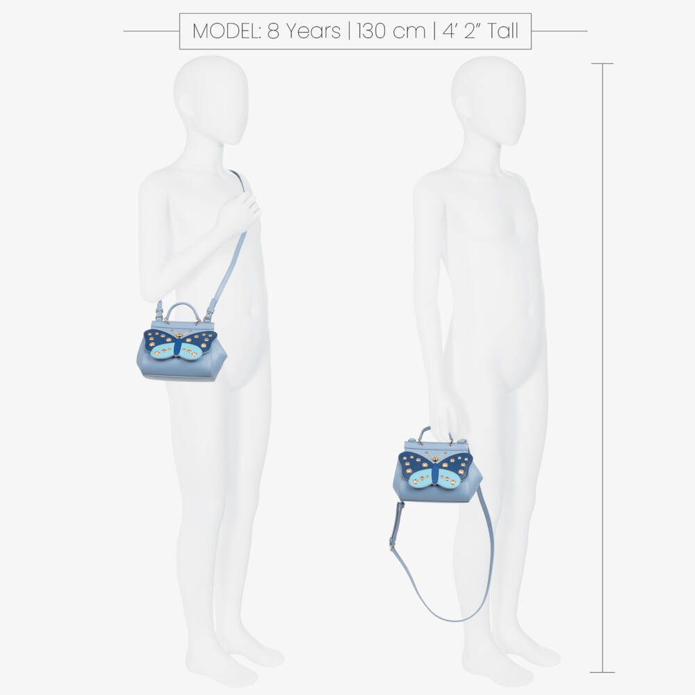 Dolce & Gabbana-Girls Blue Leather Butterfly Purse | Childrensalon Outlet