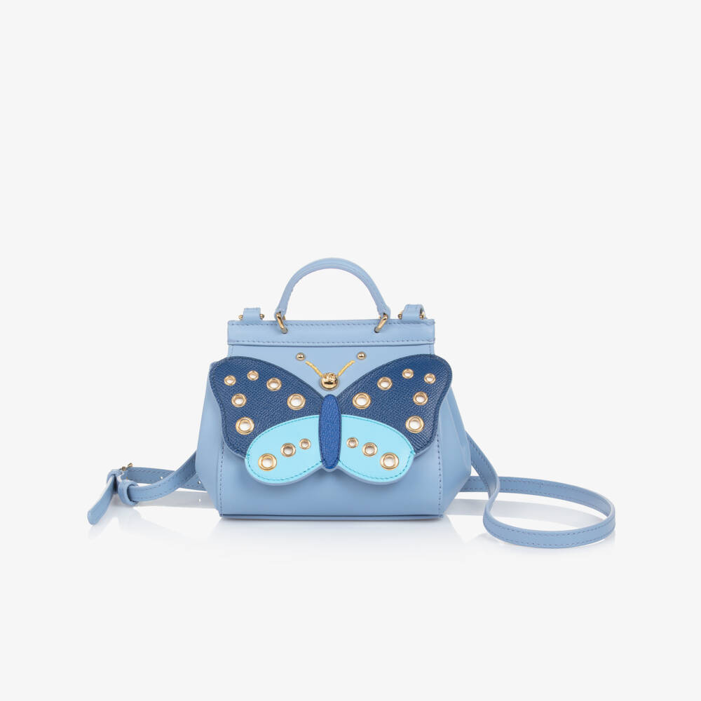 Dolce & Gabbana-Girls Blue Leather Butterfly Purse | Childrensalon Outlet