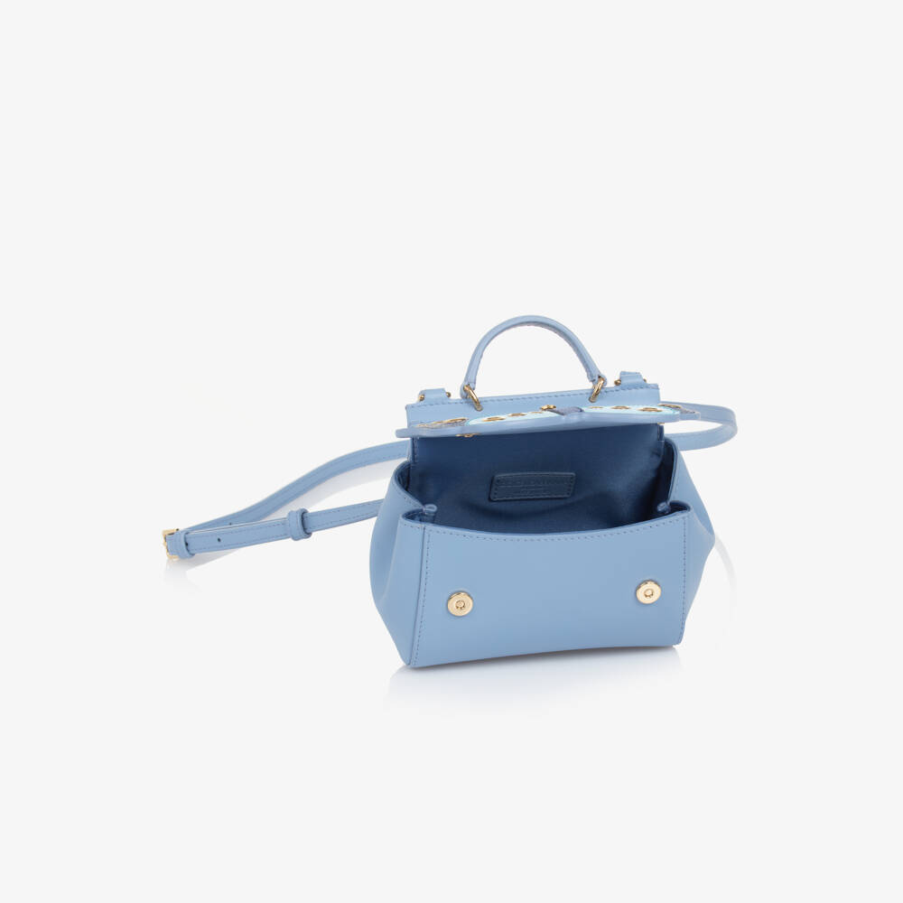 Dolce & Gabbana-Girls Blue Leather Butterfly Purse | Childrensalon Outlet