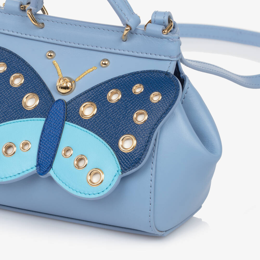 Dolce & Gabbana-Girls Blue Leather Butterfly Purse | Childrensalon Outlet