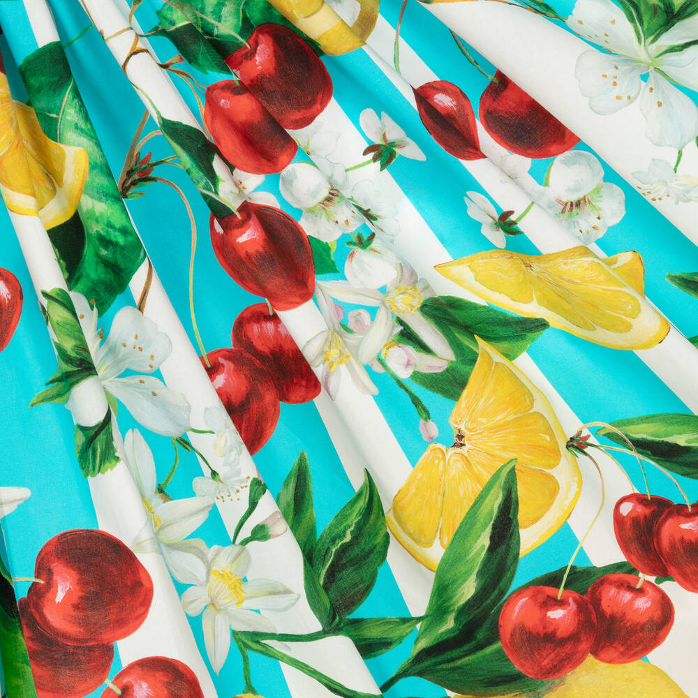 Dolce & Gabbana - Girls Blue Lemon & Cherries Cotton Dress