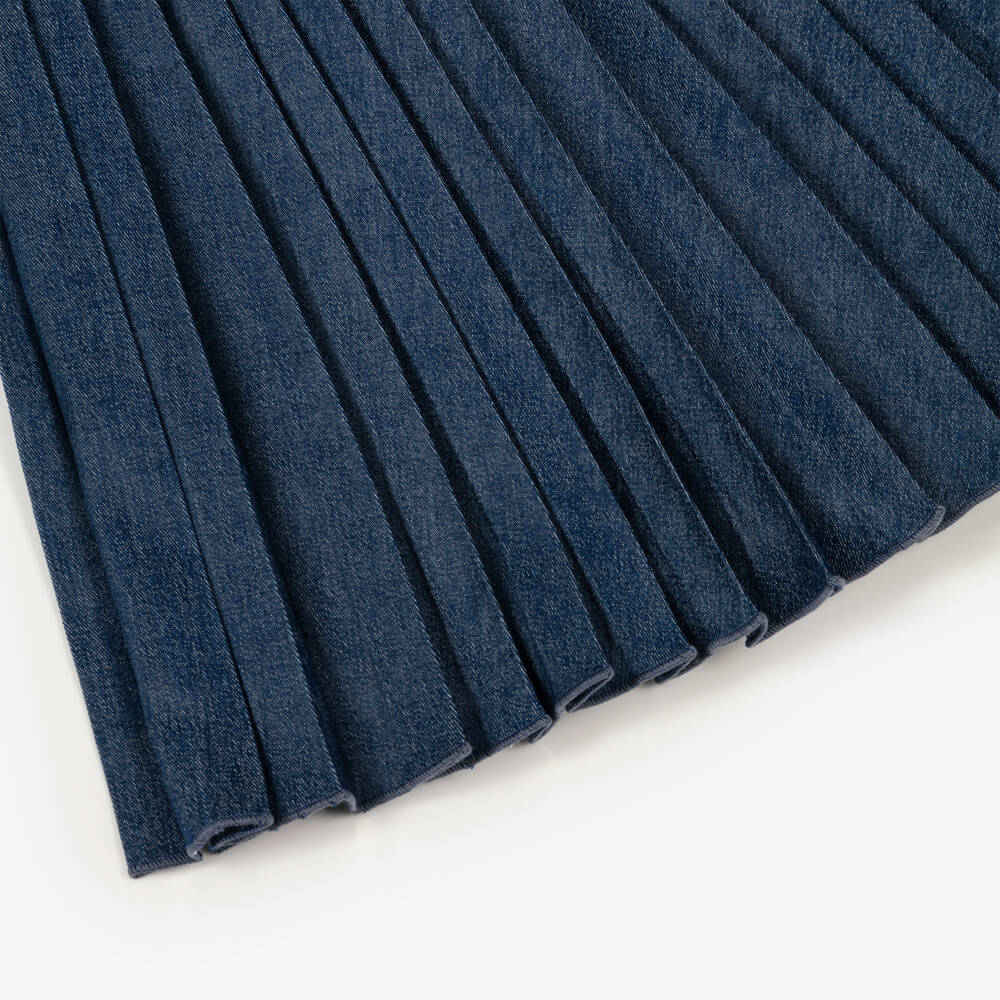 Dolce & Gabbana-Girls Blue Pleated DG Logo Skirt | Childrensalon Outlet