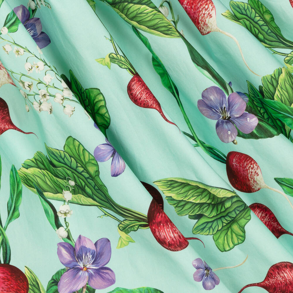 Dolce & Gabbana-Голубое платье из поплина с принтом Farmer для девочек | Childrensalon Outlet