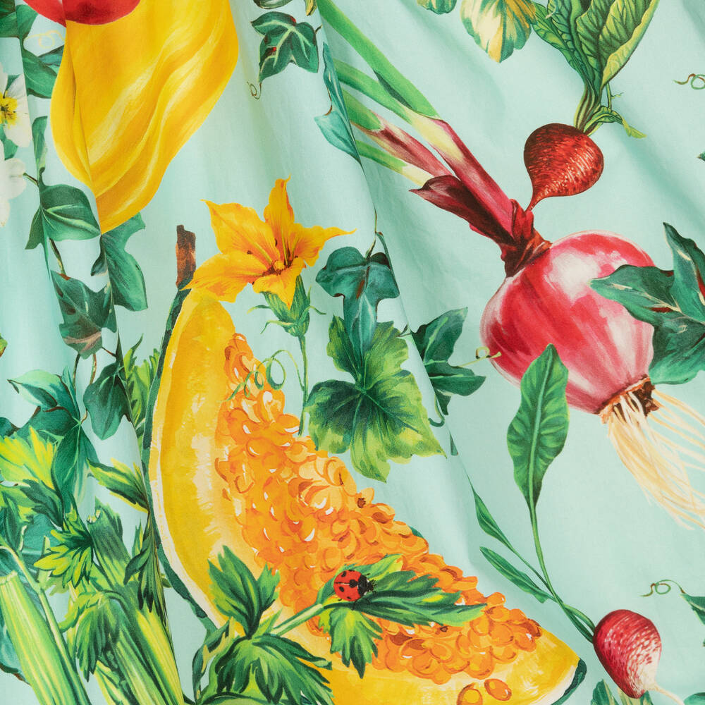 Dolce & Gabbana-Голубое платье из поплина с овощами | Childrensalon Outlet