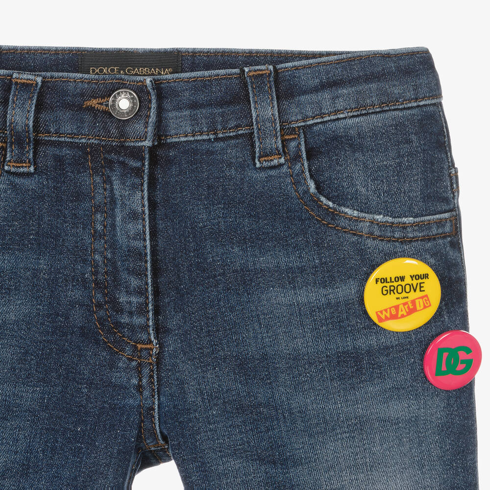 Dolce & Gabbana-Girls Blue Slim Fit Denim Jeans | Childrensalon Outlet