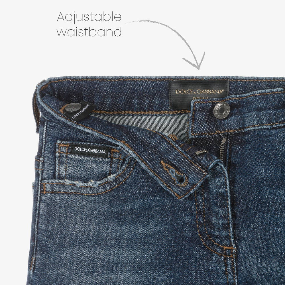 Dolce & Gabbana-Girls Blue Slim Fit Denim Jeans | Childrensalon Outlet