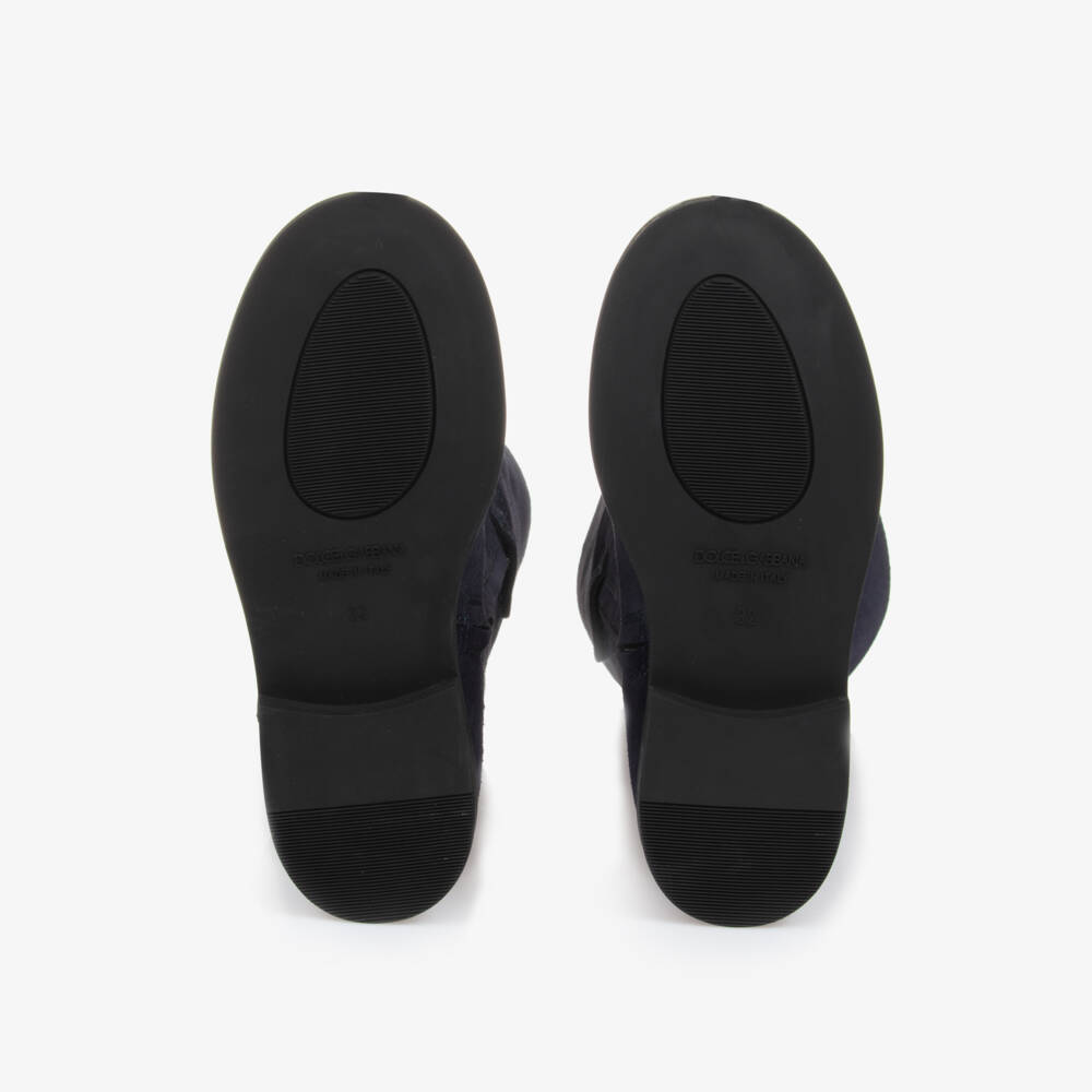 Dolce & Gabbana-Girls Blue Suede Knee Boots | Childrensalon Outlet