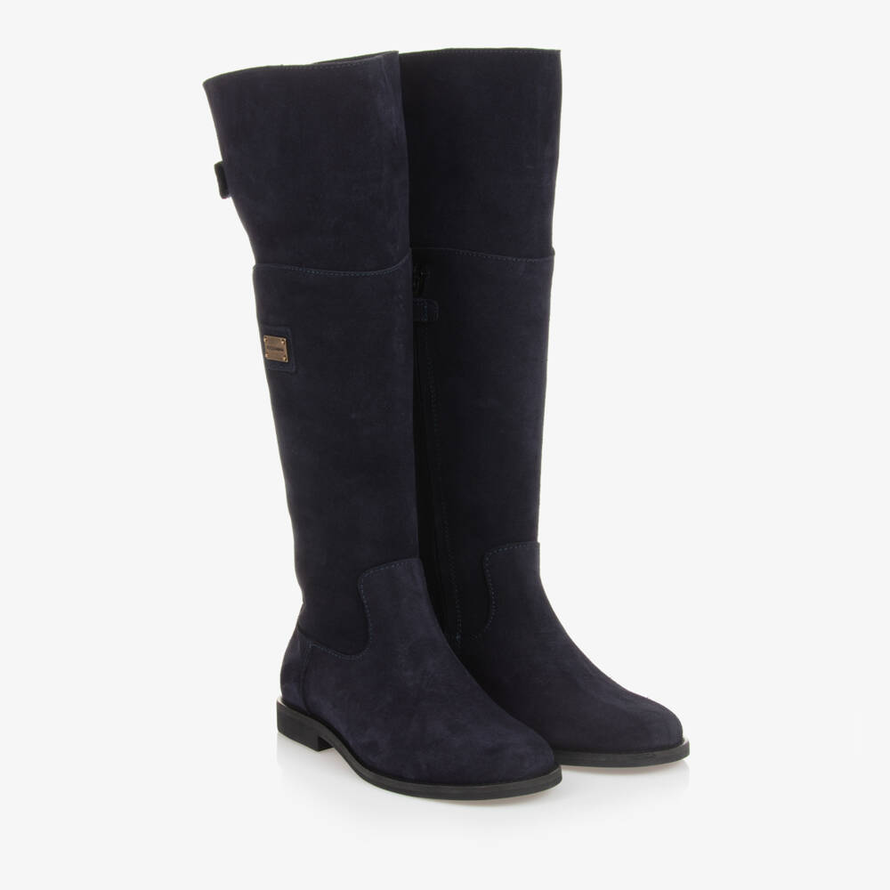 Dolce & Gabbana-بوت جلد شامواه لون كحلي للبنات | Childrensalon Outlet