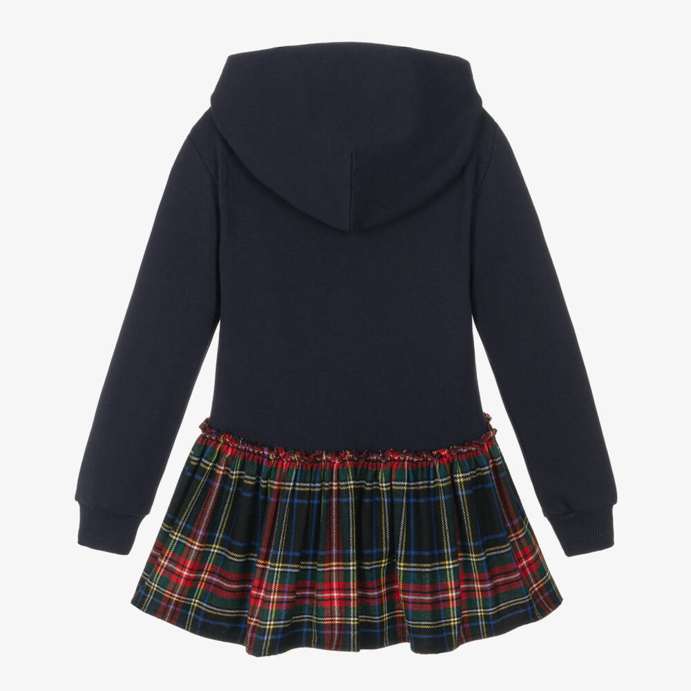Dolce & Gabbana-Girls Blue Tartan Hoodie Dress | Childrensalon Outlet
