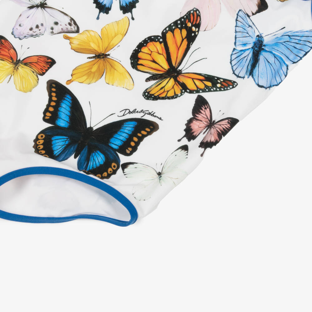 Dolce & Gabbana-مايوه فراشات أزرق وأبيض للبنات | Childrensalon Outlet