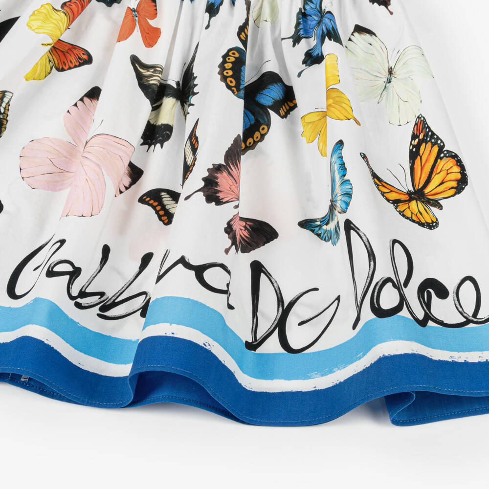 Dolce & Gabbana-Girls Blue & White Flutter Butterfly Dress | Childrensalon Outlet