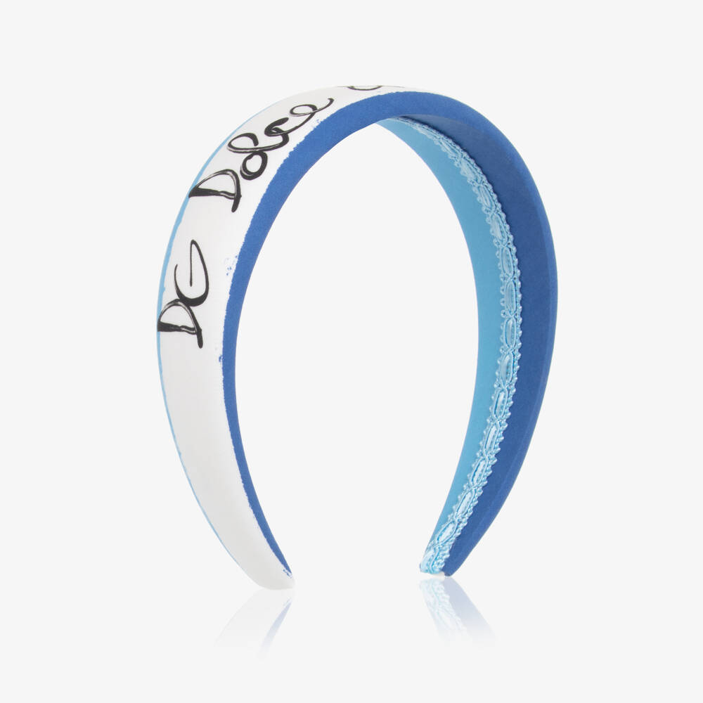 Dolce & Gabbana-Girls Blue & White Logo Headband | Childrensalon Outlet