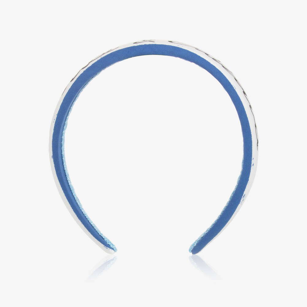 Dolce & Gabbana-Girls Blue & White Logo Headband | Childrensalon Outlet