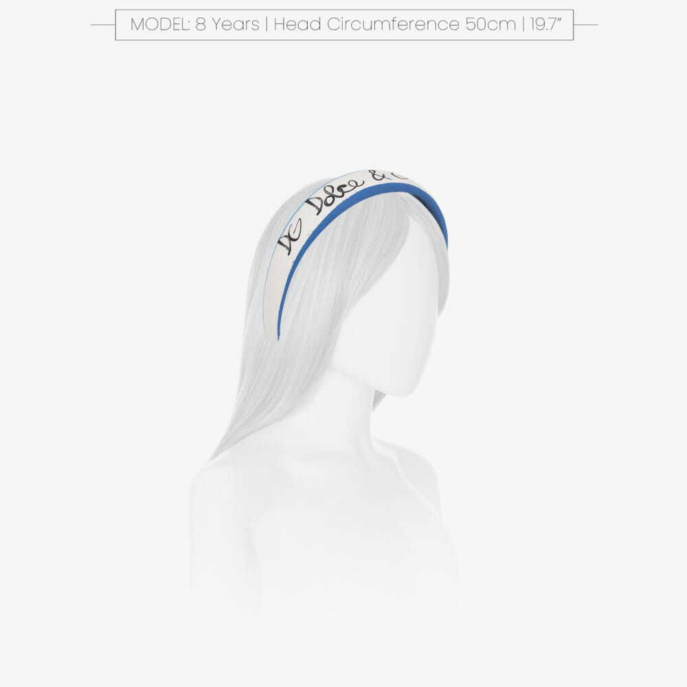 Dolce & Gabbana-Girls Blue & White Logo Headband | Childrensalon Outlet