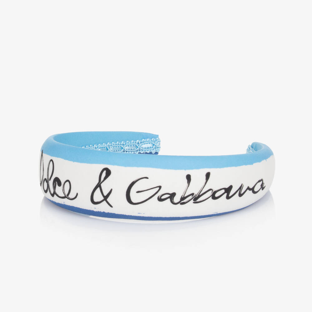 Dolce & Gabbana-Girls Blue & White Logo Headband | Childrensalon Outlet