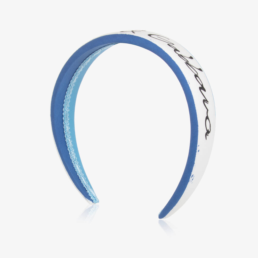 Dolce & Gabbana-Girls Blue & White Logo Headband | Childrensalon Outlet
