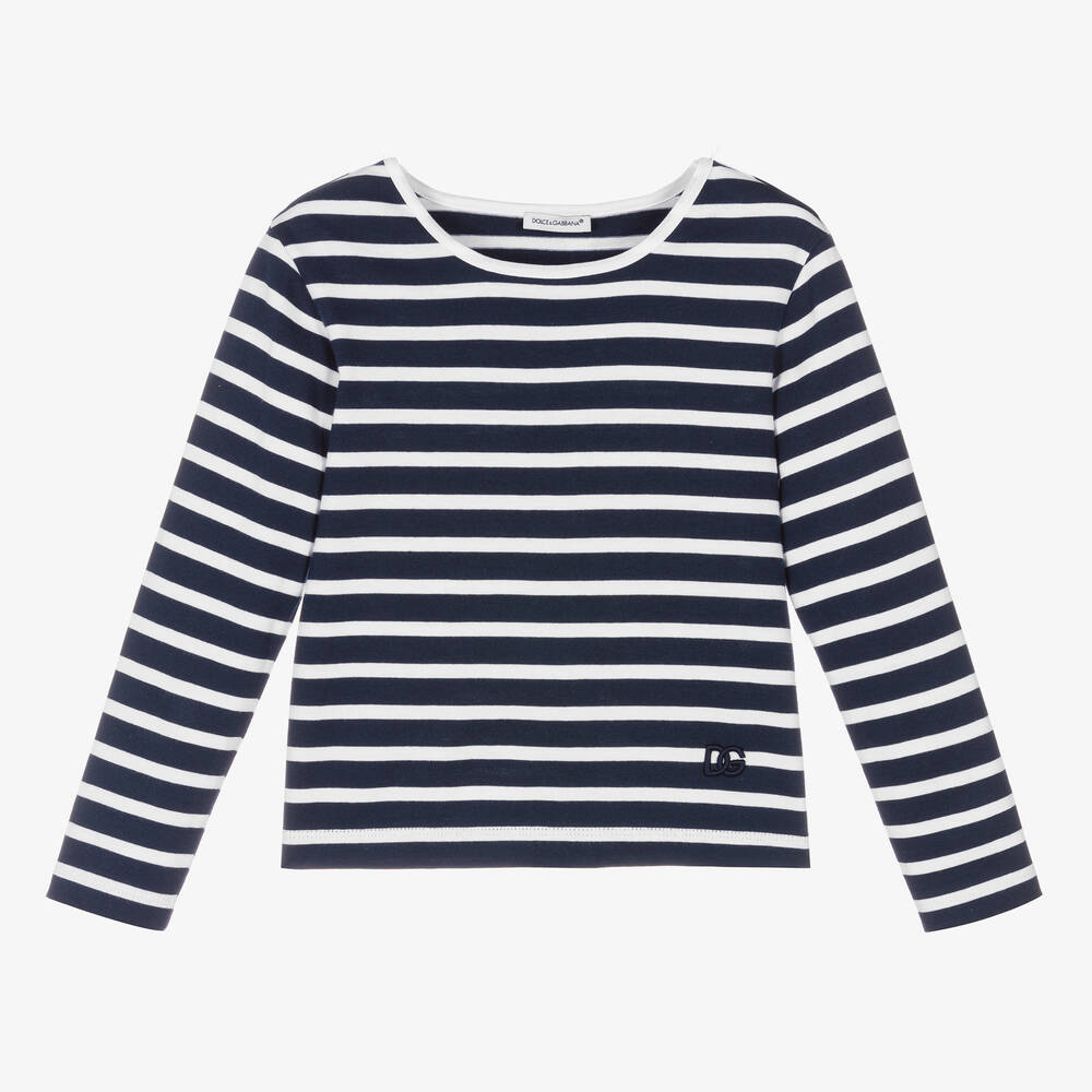 Dolce & Gabbana-Girls Blue & White Sailor Top | Childrensalon Outlet