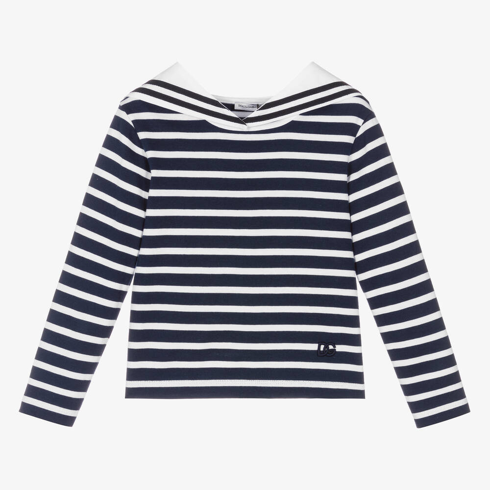 Dolce & Gabbana - Girls Blue & White Sailor Top | Childrensalon