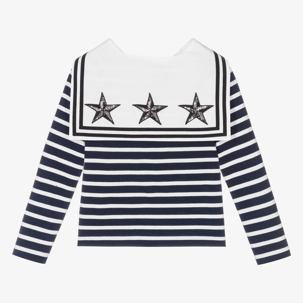 Dolce & Gabbana - Girls Blue & White Sailor Top | Childrensalon Outlet