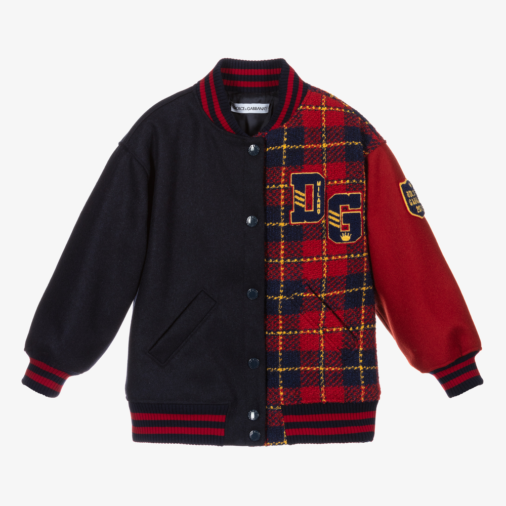 Dolce & Gabbana - Girls Blue Wool Bomber Jacket | Childrensalon