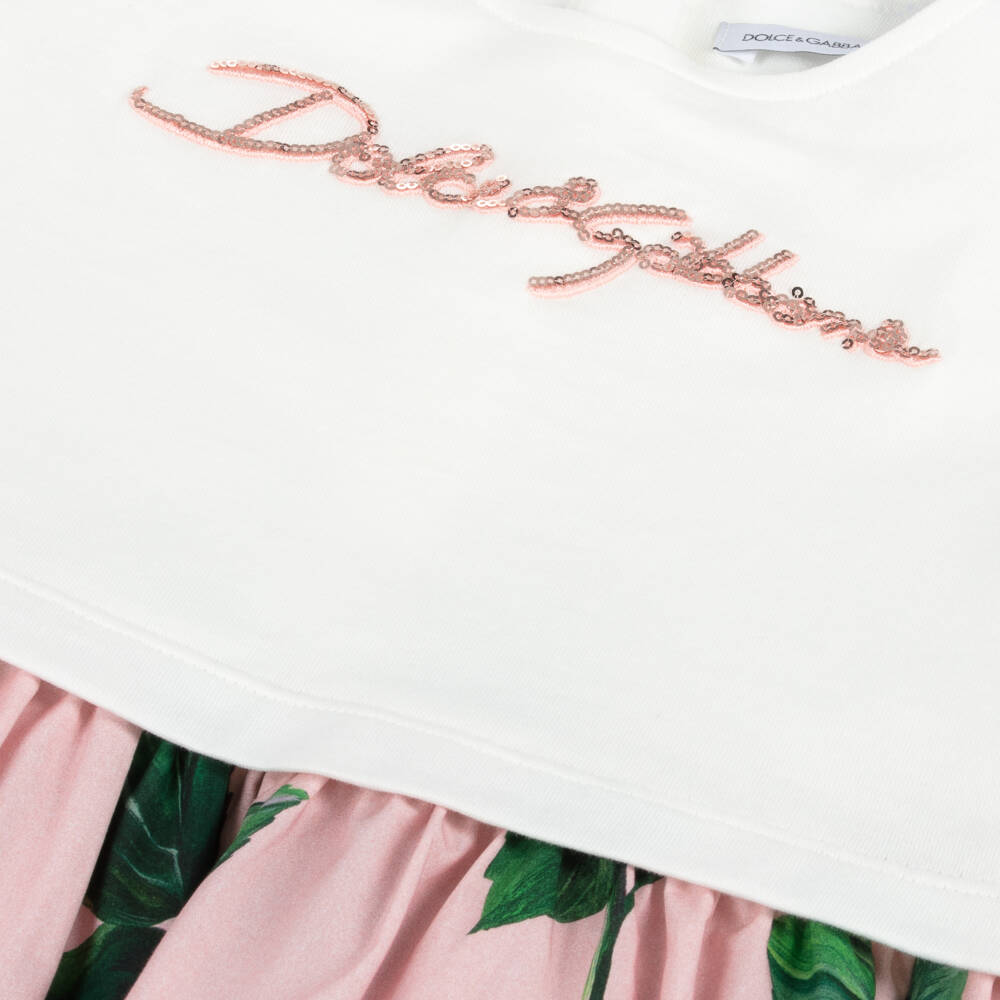 Dolce & Gabbana-Girls Blush Bloom T-Shirt Gown | Childrensalon Outlet