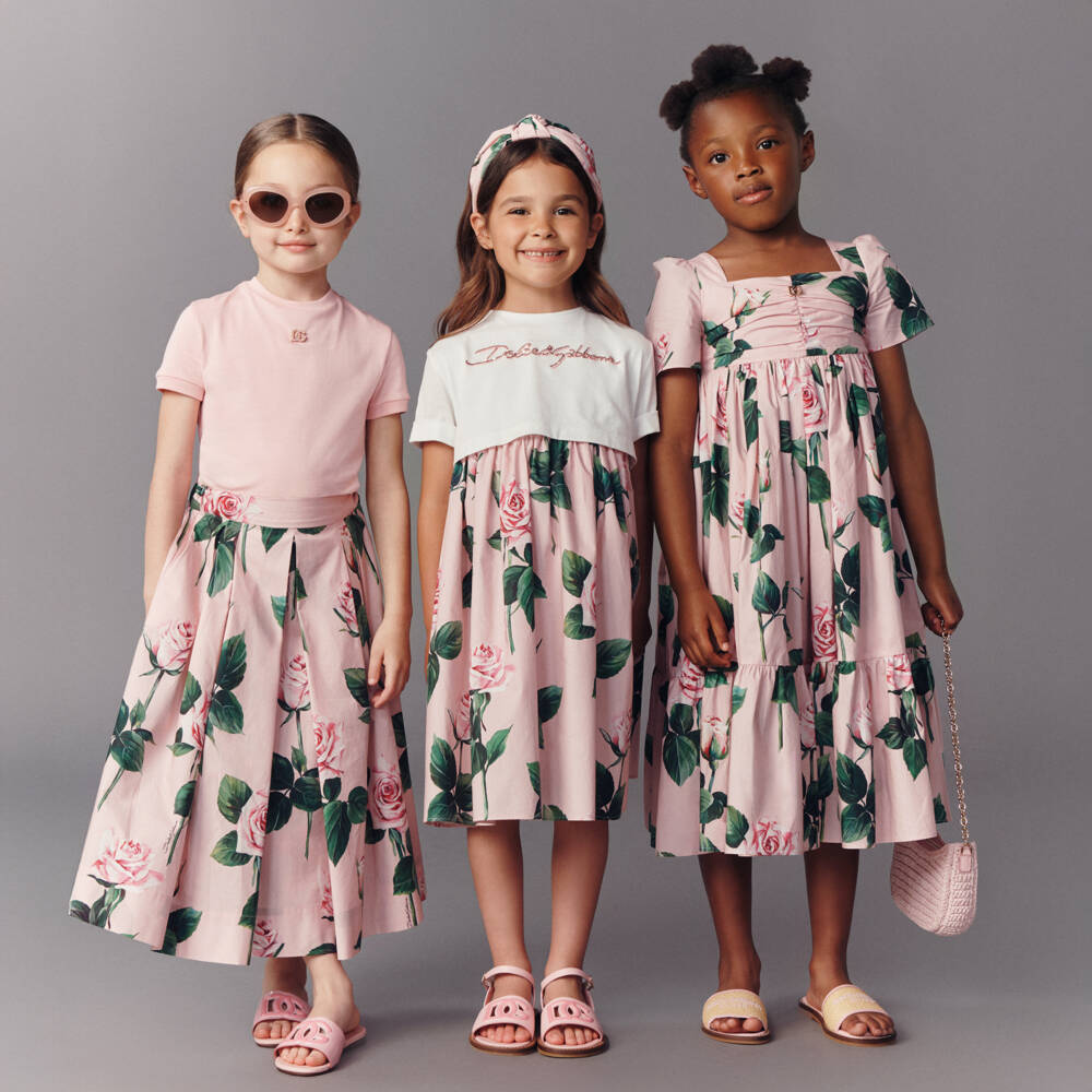 Dolce & Gabbana-Girls Blush Bloom T-Shirt Gown | Childrensalon Outlet