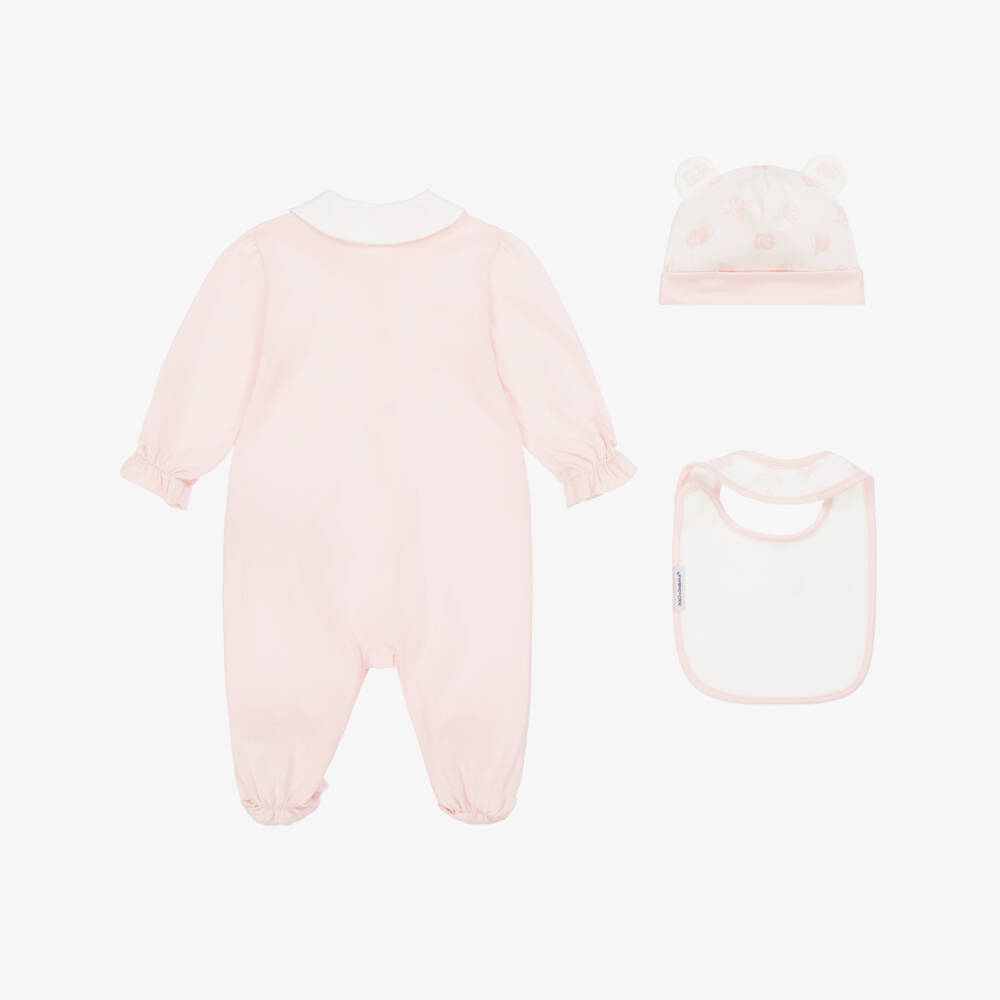 Dolce & Gabbana-Girls Blush Cotton Baby Ensemble | Childrensalon Outlet
