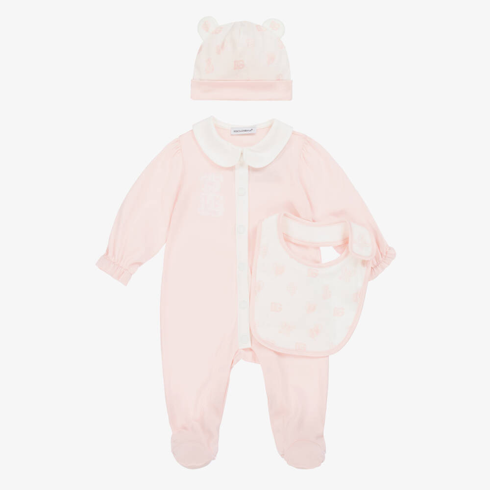 Dolce & Gabbana-Girls Blush Cotton Baby Ensemble | Childrensalon Outlet