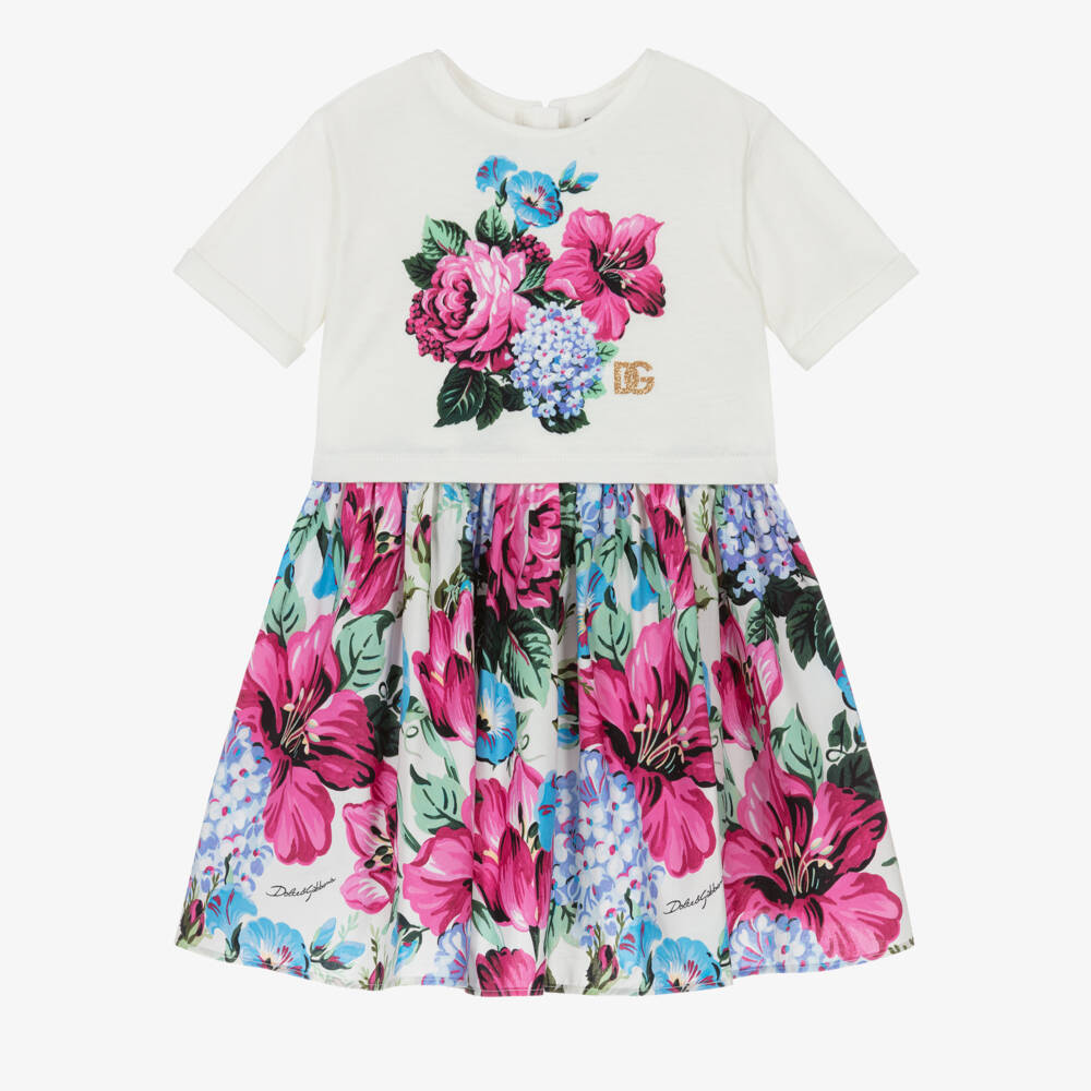 Dolce & Gabbana-طقم قطني وردي مزهر للبنات | Childrensalon Outlet