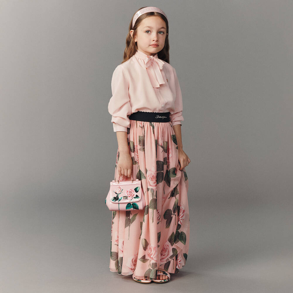 Dolce & Gabbana-Girls Blush Floral Leather Purse | Childrensalon Outlet