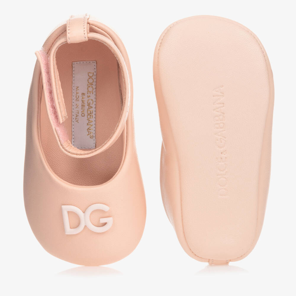 Dolce & Gabbana-Girls' Blush Pink Leather Softwalkers | Childrensalon Outlet