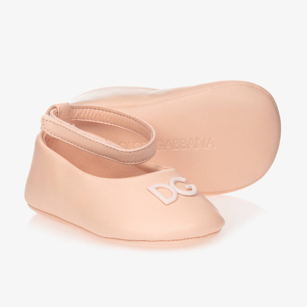 Dolce & Gabbana-Кожаные мягкие ботинки розового цвета для девочек | Childrensalon Outlet