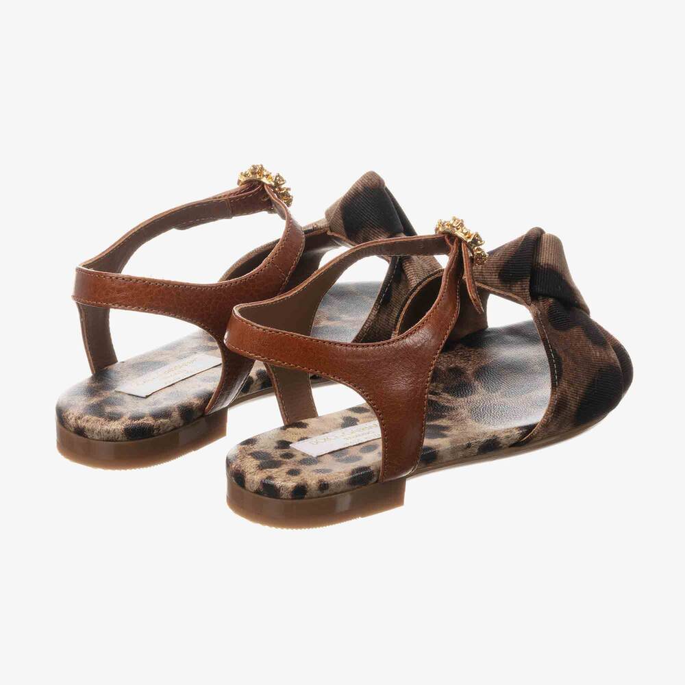 Dolce & Gabbana-Girls Brown Leather Sandals | Childrensalon Outlet