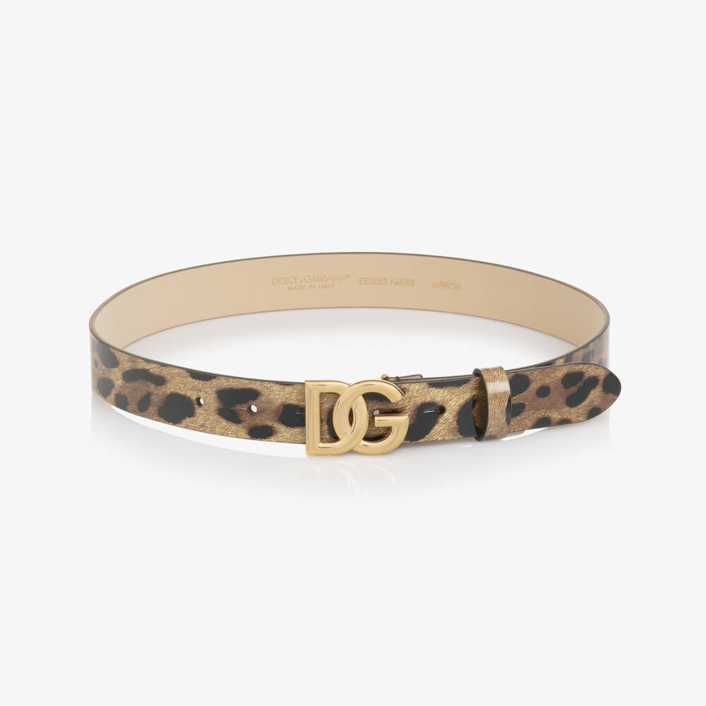 Dolce & Gabbana-Girls Brown Leopard Pattern Belt | Childrensalon Outlet