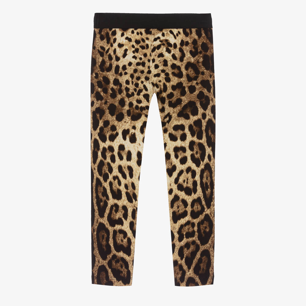 Dolce Gabbana Girls Brown Leopard Print Leggings
